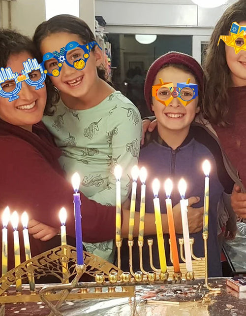 Load image into Gallery viewer, 8Pcs Hanukkah Party Paper Glasses Props Interesting Holiday Glasses Frames Hanukkah Party DIY Photo Booth Props Glasses Decorate
