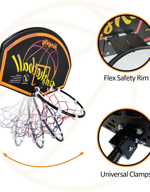 Load image into Gallery viewer, Trampoline Basketball Hoop Attachment, Basketball Hoop for Trampoline Easy to Install, Universal Trampoline Accessories Fits Straight Pole &amp; Curved Pole with Mini Balls &amp; Pump
