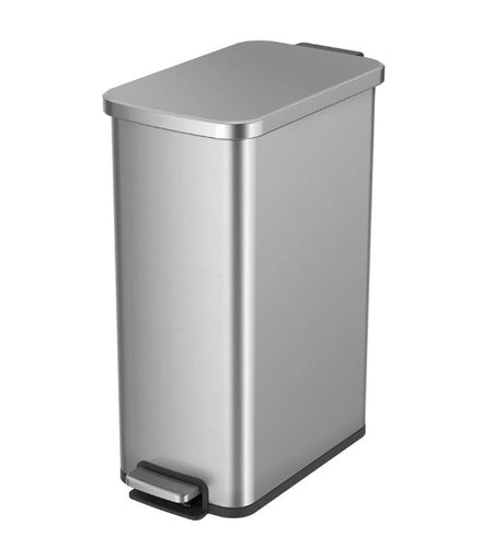 Stainless Steel 13.2 Gallon Kitchen Step Trash Can, Compact Design for Easy Storage and Organization Stainless Steel