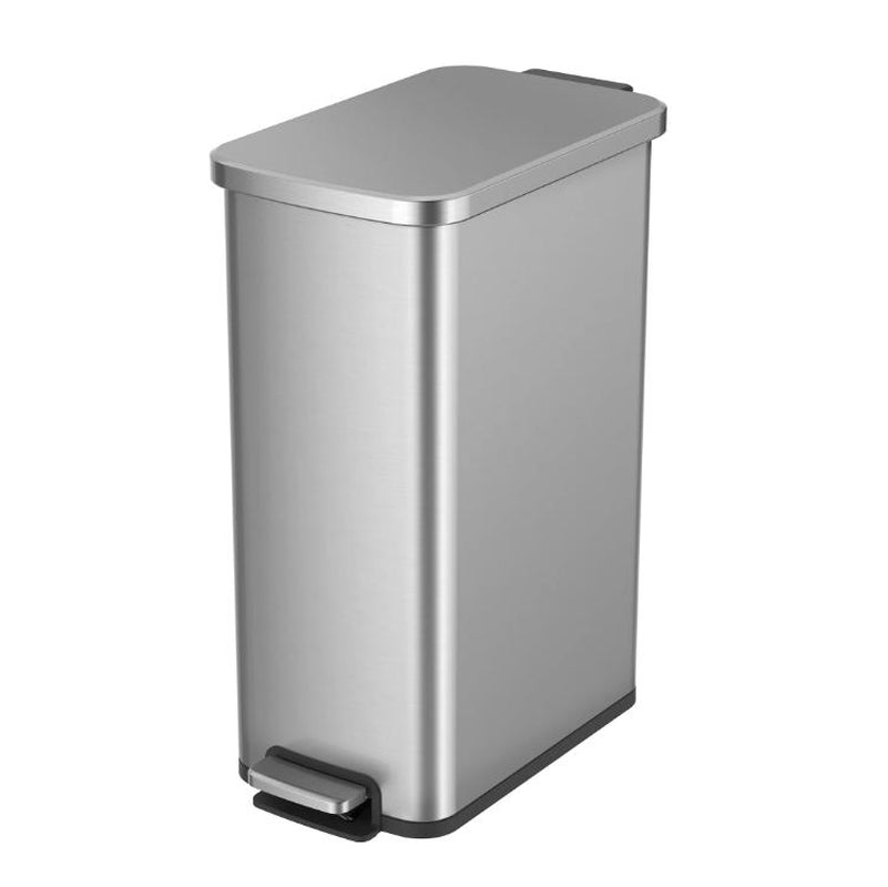 Stainless Steel 13.2 Gallon Kitchen Step Trash Can, Compact Design for Easy Storage and Organization Stainless Steel