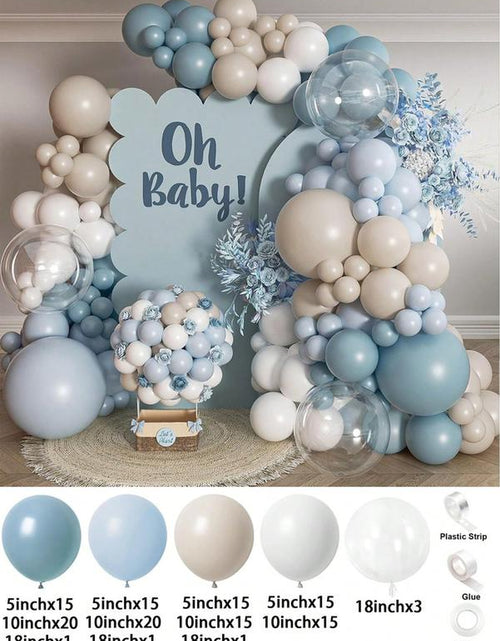Load image into Gallery viewer, 136PCS Gender Reveal Balloon Arch Kit - Dusty Pink &amp; Fog Blue Balloons, White Sand Balloons, Boho Wedding Decor, Bridal Bear Theme
