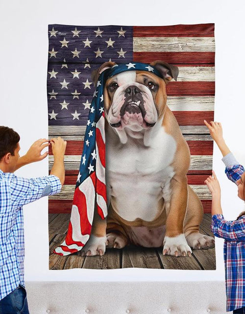 Load image into Gallery viewer, FLAGWIX English Bulldog House Flags, Dog Decor American Flag - 4Th of July Decorations for Home, Yard, House Flag - Patriotic Dog Decor, Double Sided, Heavy Duty Canvas Flag Indoor Outdoor
