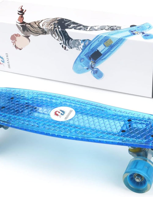 Load image into Gallery viewer, 22 Inch Skateboard- with Led Light up Wheels for Beginners,Complete Mini Cruiser Retro Skateboard for Kid,Smooth Riding,Durable Polypropylene with Pu Wheels
