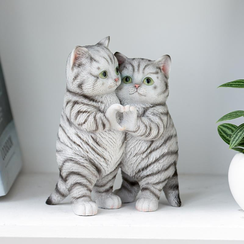 1PC Cute Hand Heart Gesture Cats Resin Statue - Home Office Desk Decor Statue, Creative Figurine Gift for Cat Lovers, Bookshelf Decoration, Perfect Gift for Valentine'S Day, Mother'S Day,Thanksgiving, Christmas