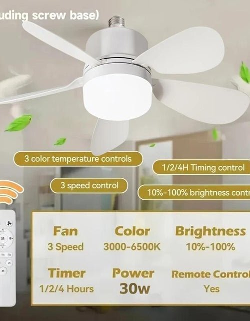 Load image into Gallery viewer, Socket Ceiling Fan Light with Remote Control, E27 Base Dimmable LED Energy Saving Lamp, 3 Levels Dimming, Suitable for Bedroom, Living Room, Kitchen
