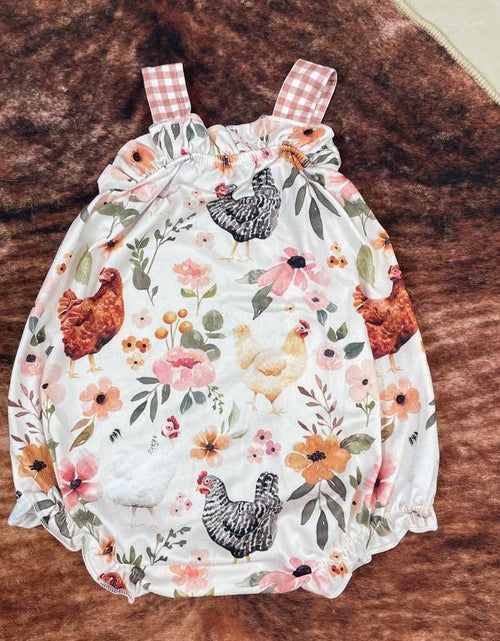 Load image into Gallery viewer, Baby Girl Clothes Chicken Embroidery Baby Summer Bubble Farm Clothing
