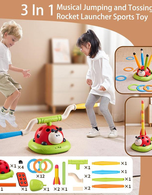 Load image into Gallery viewer, 3 in 1 Musical Jump, Toss Ring Game and Stomping Launch Rocket Launcher for Kids Outdoor Toys with Remote Control, Indoor outside Toys for Ages 4-8 5-7 8-13 Gifts
