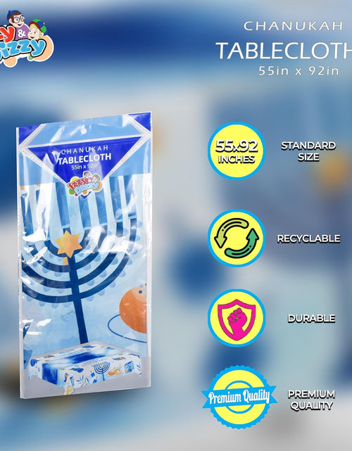 Load image into Gallery viewer, Hanukkah Tablecloth Plastic - Hanukkah Paper Goods - 55&quot; X 92&quot; - Blue and White Chanukah Themed Party Supplies (2-Pack)
