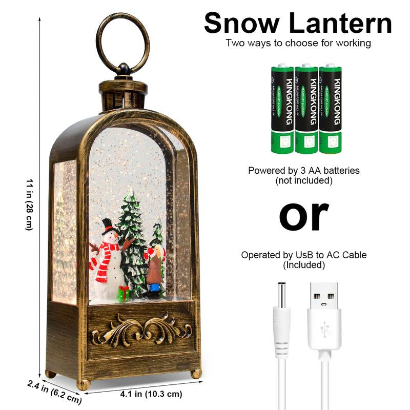 Musical Snowman Snow Globe Lantern with 8 Songs & 6H Timer for Christmas Home Decoration Gifts