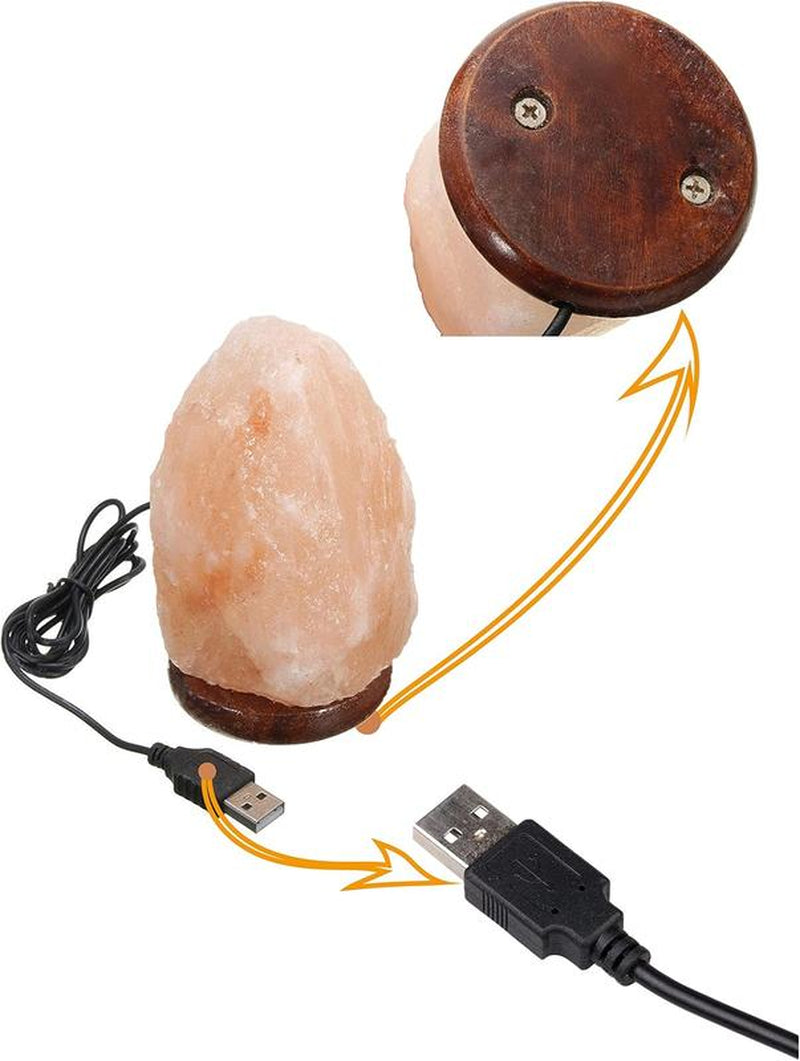 USB Himalayan Salt Lamp with Multi-Color LED Changing Bulb - Hand Carved Crystal Salt Rock Mini Lamp