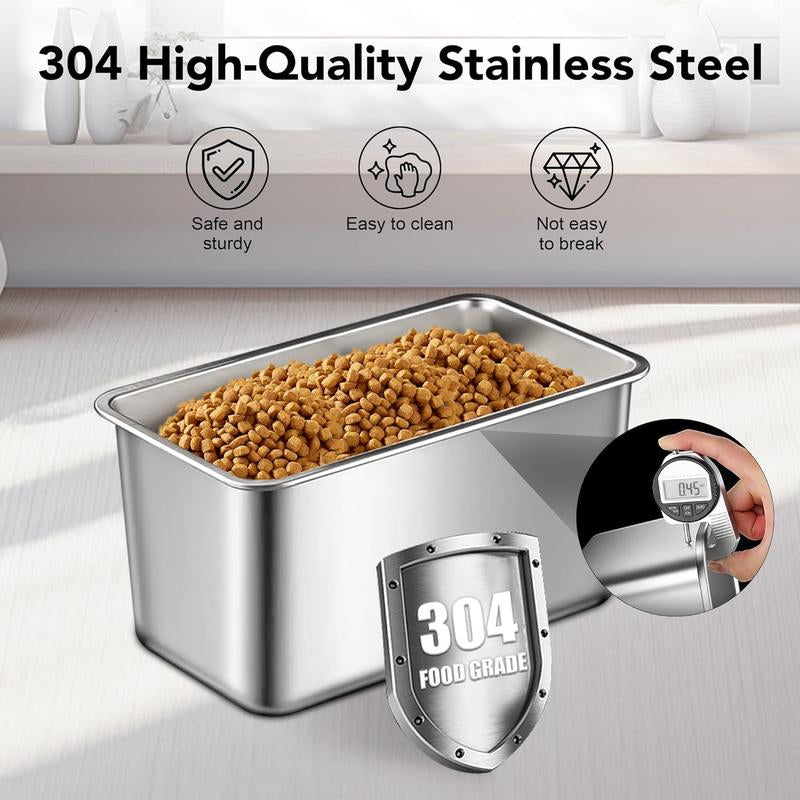 Dog Food Storage Container Stainless Steel with Scoop, 16Lb/7.4Kg Airtight Pet Metal Food Storage Bin, Cat Food Container for Dry Dog Food, Cat Food, Bird Seed, Keep Food Fresh, Brown