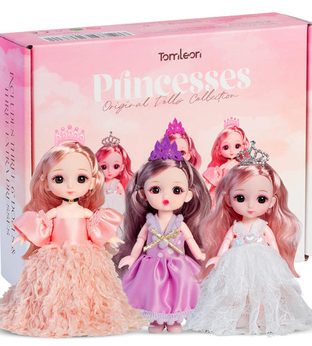 TOMLEON Set of Beautiful Little Dolls with Changeable Clothes and Accessories Dolls for Dollhouses and Pretend Play Dolls for Children and Toddlers Aged 3 +