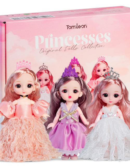 Load image into Gallery viewer, TOMLEON Set of Beautiful Little Dolls with Changeable Clothes and Accessories Dolls for Dollhouses and Pretend Play Dolls for Children and Toddlers Aged 3 +
