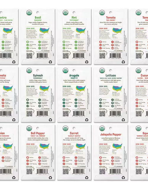 Load image into Gallery viewer, Organic Garden Essentials Vegetable Seeds Variety (15-Pack)
