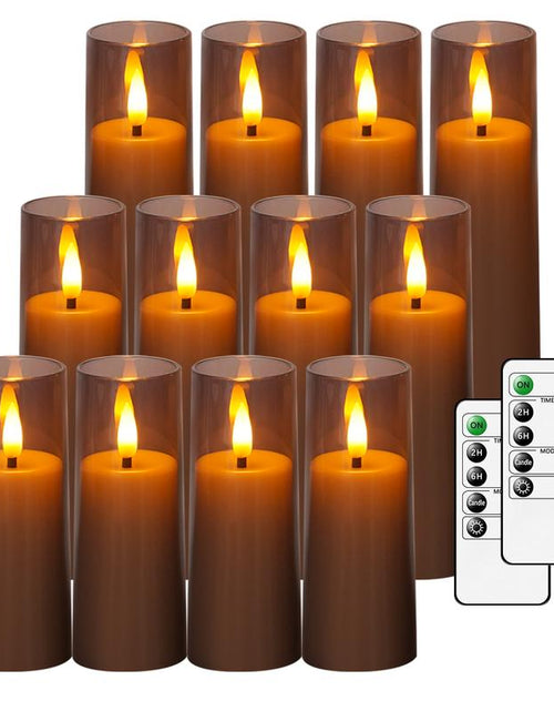 Load image into Gallery viewer, 12 Pcs Flameless Candles, Battery Required, LED Candles with Remote Control Timer, Party Wedding Decor, Halloween, Christmas Decorations, Lighting
