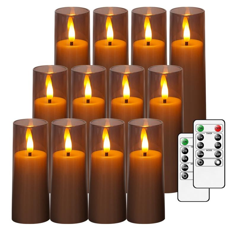 12 Pcs Flameless Candles, Battery Required, LED Candles with Remote Control Timer, Party Wedding Decor, Halloween, Christmas Decorations, Lighting
