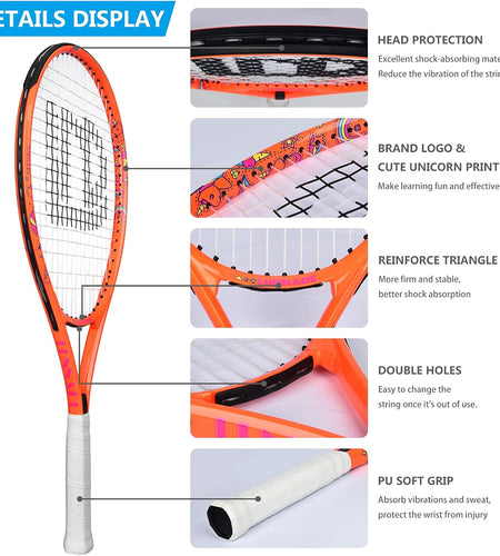 Tennis Racket for Kids Junior, 19/21/23/25 Inch Youth Tennis Racquet with Cover, Suitable for Beginner Boys and Girls Age 3-12