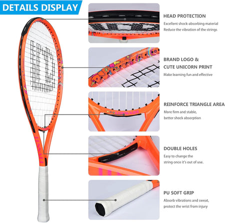 Tennis Racket for Kids Junior, 19/21/23/25 Inch Youth Tennis Racquet with Cover, Suitable for Beginner Boys and Girls Age 3-12