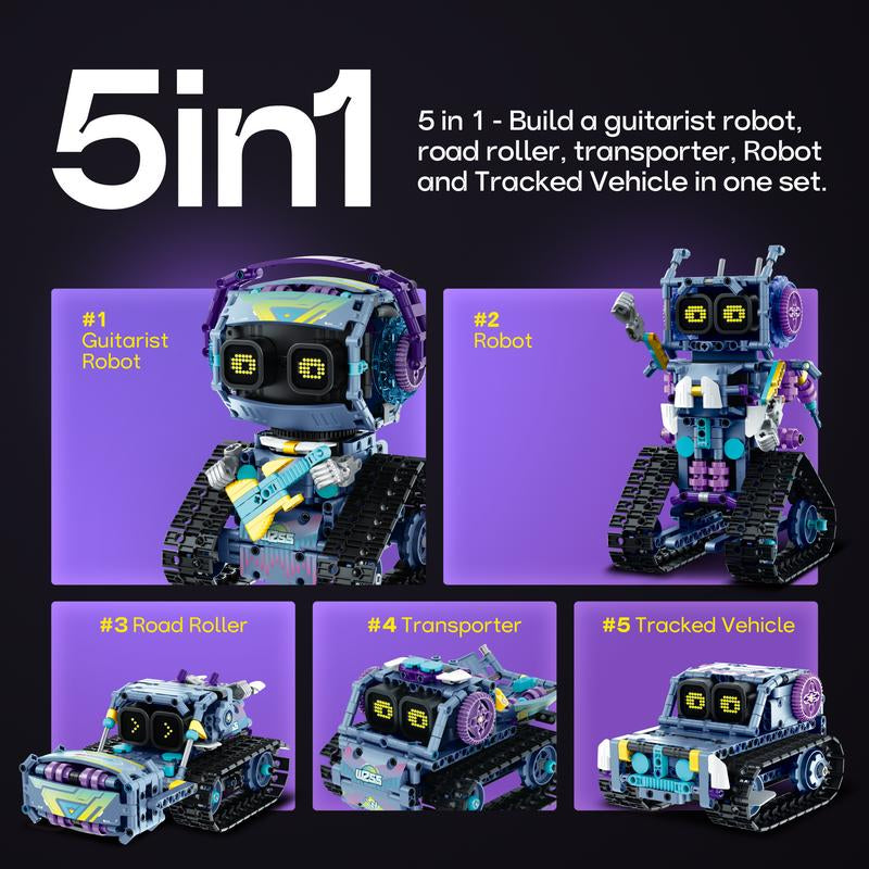 Sillbird Robot Building Kit with Remote Control Christmas STEM Gifts for Kids Boys Ages 8-12, Coding Robotic Projects Creative Toys for Birthday - Build 5In1 Model with 433 Pieces