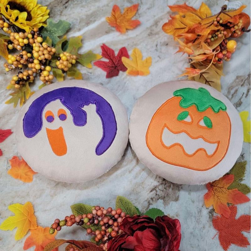 Kawaii Halloween Sugar Cookie Pillow |10 Inch Pumpkin, Black Cat & Ghost | Break & Bake Cookie Decor