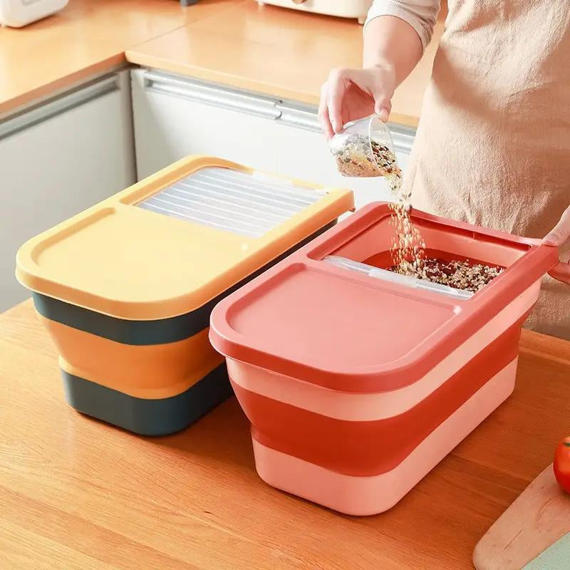 GOODSKY Dog Food Storage Container, Pet Food Storage Containers Dry Food for Dog, Cats and Other Pet, Collapsible Dog Food Container, Folding Pet Food Container with Lids