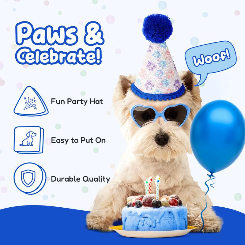Pacific Pups - Dog Birthday Party Set - Dog Birthday Hat, Birthday Dog Bandanna, Squeaky Dog Toy, Birthday Banner for Pet Birthday Party