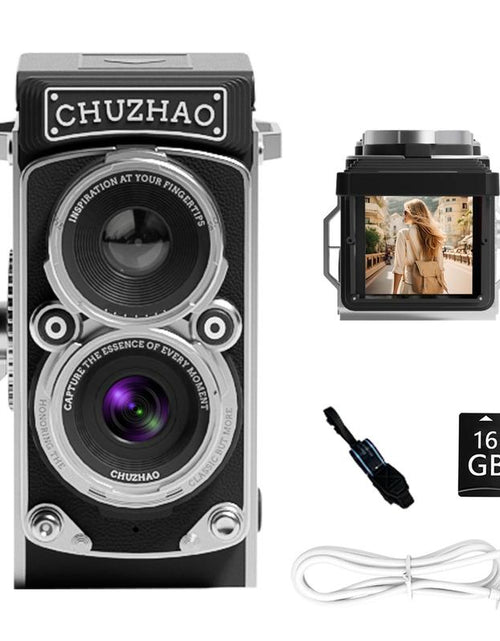 Load image into Gallery viewer, Digital Vintage Mini Digital Camera, 1080P HD Video 12MP Autofocus Digital Cameras with 16GB Card, Compact Camera for Vlogging
