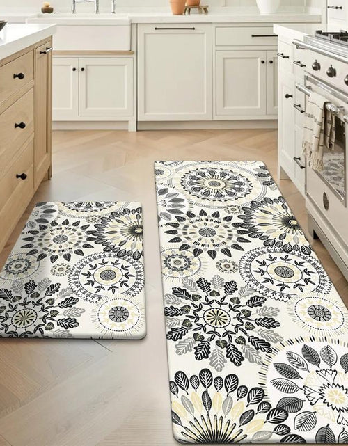 Load image into Gallery viewer, [Fallfreshness] HEBE anti Fatigue Kitchen Rug Sets 2 Piece Non Slip Kitchen Mats for Floor Cushioned Kitchen Rugs and Mats Waterproof Comfort Standing Mat Runner for Kitchen, Home Office, Sink, Laundry
