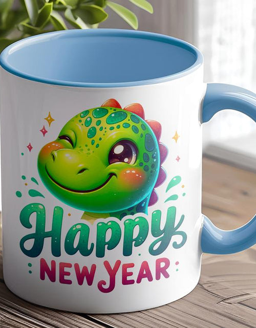 Load image into Gallery viewer, Green Dino Happy New Year Mug
