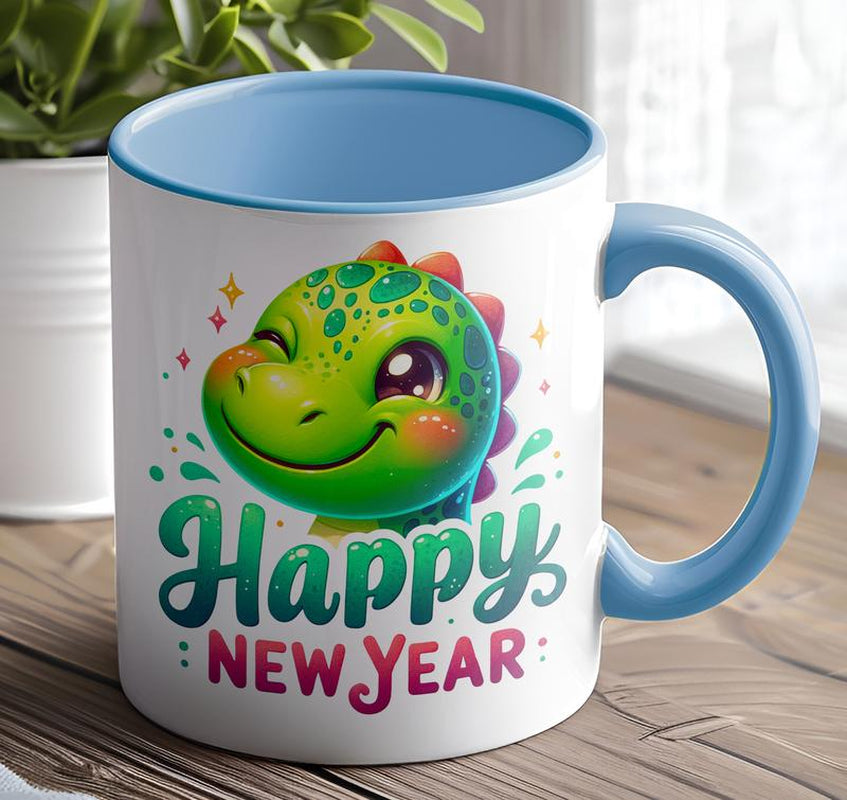 Green Dino Happy New Year Mug
