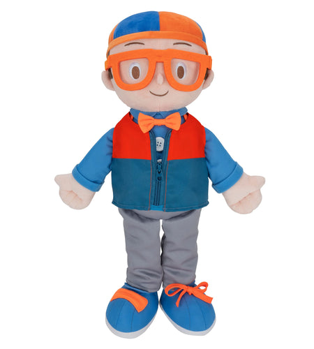 Blippi Get Ready and Play Plush - 20-inch Dress Up Plush with Sounds Teaches Children to Tie Shoes Button Shirts Snap Suspenders Zip Vest-Jacket Roll Sleeves and Socks and More - Amazon Exclusive