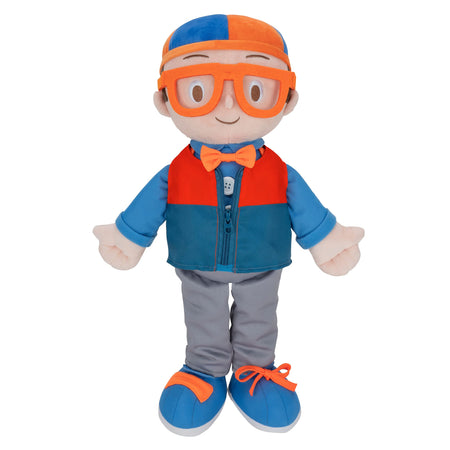 Blippi Get Ready and Play Plush - 20-inch Dress Up Plush with Sounds Teaches Children to Tie Shoes Button Shirts Snap Suspenders Zip Vest-Jacket Roll Sleeves and Socks and More - Amazon Exclusive