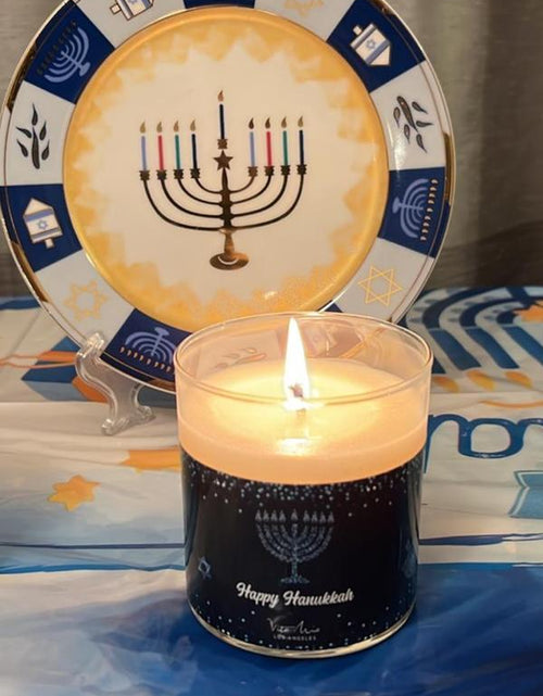 Load image into Gallery viewer, Happy Hanukkah Candle Decor Gift Glass Bean Coconut
