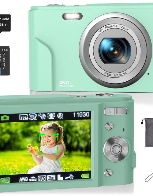 Load image into Gallery viewer, Auto Focus Digital Camera, 1 Count Full HD 1080P/48MP Mini Digital Cameras with 32G Memory Card, Compact Portable Camera, 16X Zoom Digital Camera Pictures For, Photo Camera, Shoot Cameras, Pocket Camera
