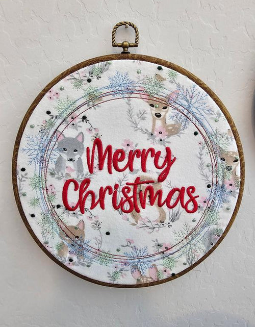Load image into Gallery viewer, Merry Christmas Embroidery Wreath Wall Hanging
