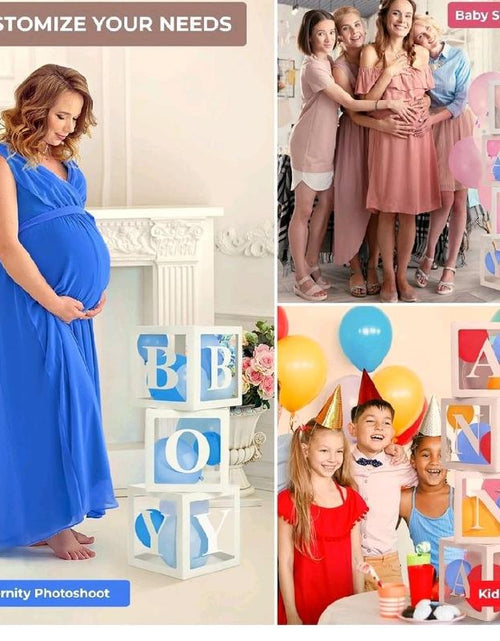 Load image into Gallery viewer, Set of 65 Pieces Baby Box Decorations for Baby Shower Use These Baby Boxes for Baby Shower as Baby Shower Decorations for Gender Reveal Party, Contains Baby Shower Blocks, Baby Boxes with Letters
