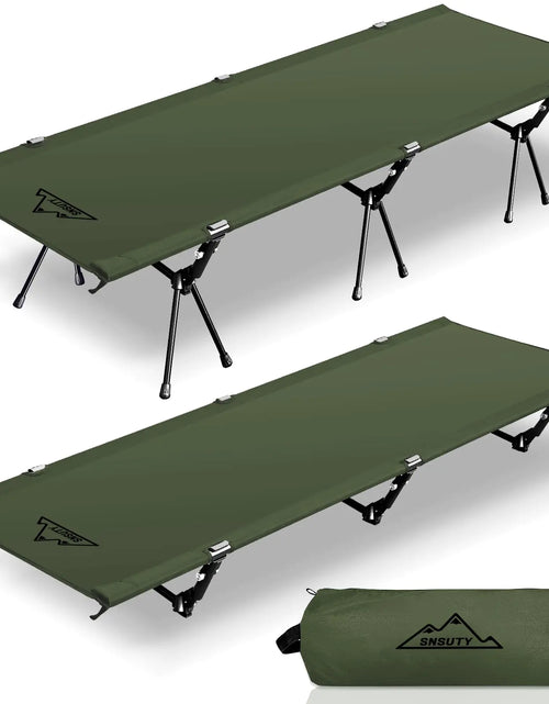 Load image into Gallery viewer, SUSNTY Camping cots for AdultsUltralight Camping Cot with Leg ExtendersPortable Folding Camping cotBackpacking Compact Tent Cot for Outdoor Camping Hiking(Green)
