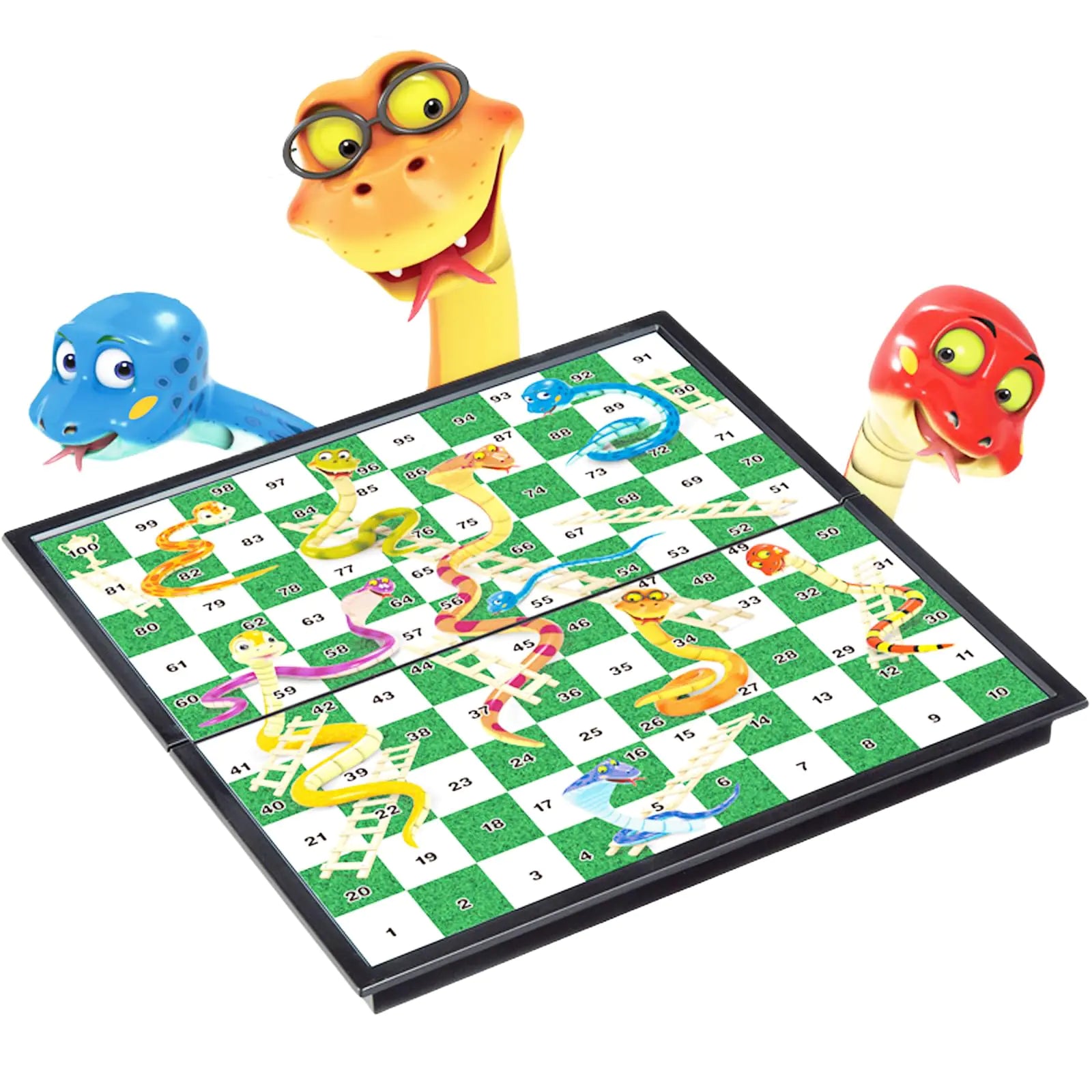 Travel Board Games Small Magnetic Snakes and Ladders Board Game 9.7 Inches Portable Folding Board