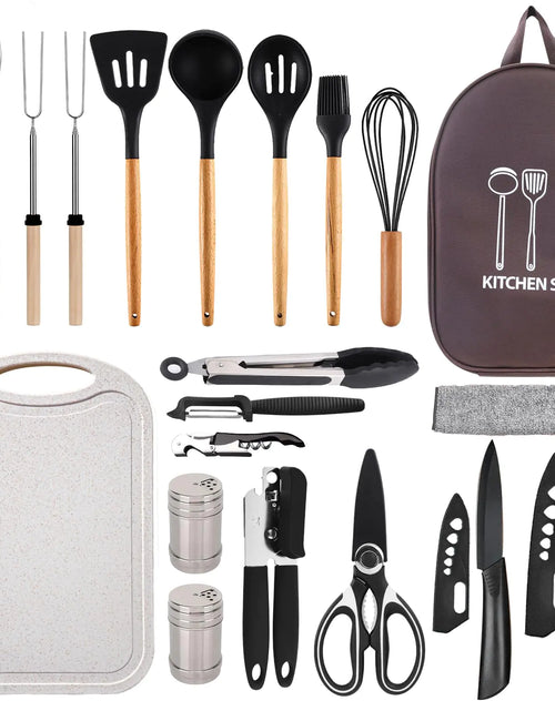 Load image into Gallery viewer, Pansyling Silicone Camping Cooking Set with Storage Bag RV Camping Must Haves Car Camping Essentials Camper Accessories Camping Kitchen Cooking Utensil for Picnic Hiking Travel
