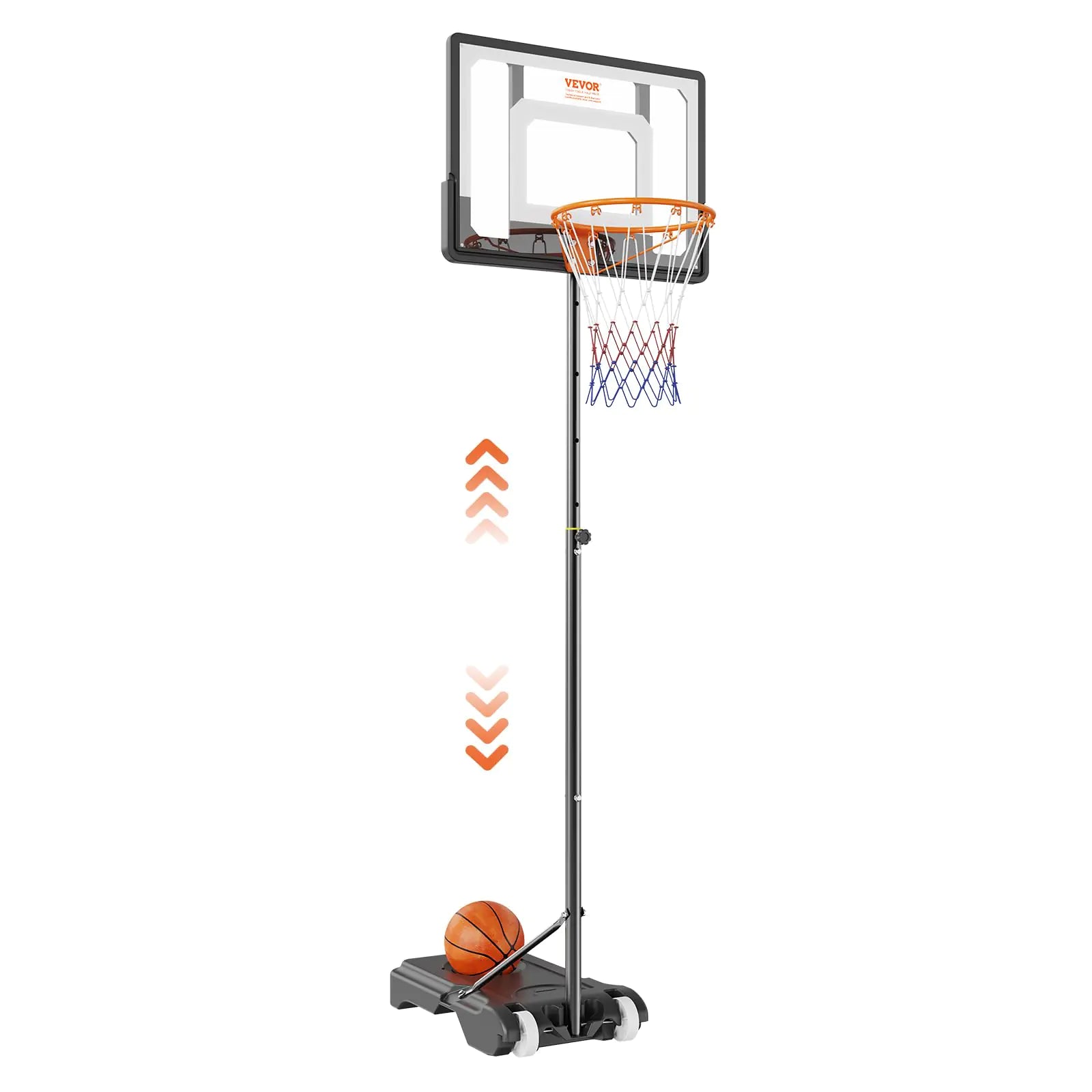 VEVOR Basketball Hoop 32 inch Basketball Hoops Goal 5-7 ft Adjustable Height Portable Backboard Hoop Kids Adults Basketball Court with Wheels Stand Fillable Base Basketball Hoop Outdoor/Indoor