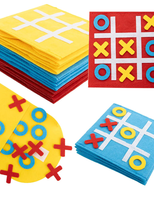 Load image into Gallery viewer, Tic Tac Toe Mini Board Games - 12PCS Mini Board Games 3 Colors Bulk Felt Board Game Strategic Board Games for Birthday Party Family Games Travel Outdoor Activities Classroom Games
