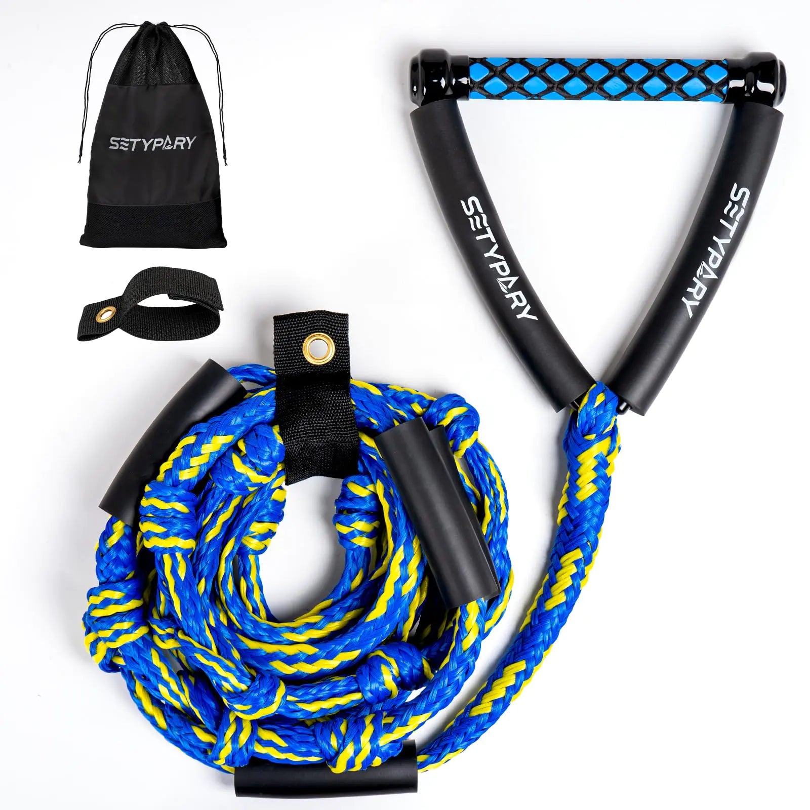 SETYPARY Wakesurf Rope and Handle 25ft Floating Wake Surf Ropes Surf Tow Rope for Wakesurfing and Watersports (Blue & Yellow)