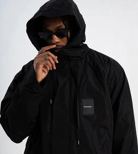 Windproof High Neck Hooded Jumpsuit for Camping