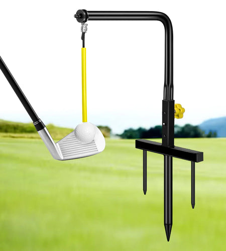 MELE LINKS Golf Swing Trainer Golf Training Aid Durable Metal Practice Golf Swing Training Aid Golf Swing Trainers Golf Practice Equipment Golf Accessories for Gift Golf Gifts for Men (Yellow)