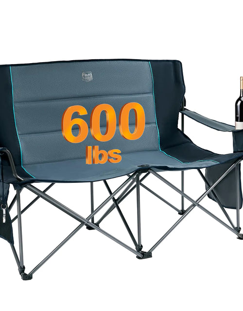 Load image into Gallery viewer, TIMBER RIDGE Oversized Double Camping Chairs Camping Couch 2 Person Camping Loveseat Double Folding Camp Chair with Wine Glass Holder Portable Chair for Outdoor Lawn Chairs Indoor Supports 600LBS
