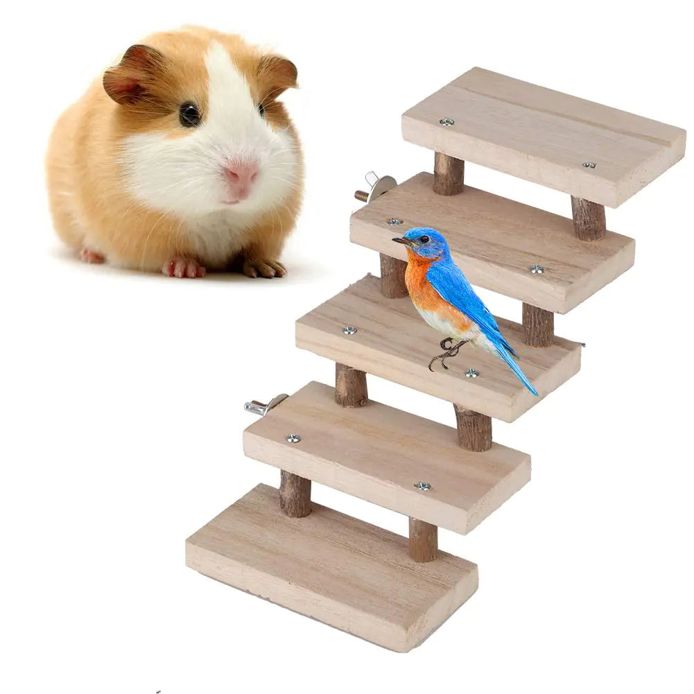 5 Layers Wood Small Animal LadderPets Chewing Toys Climbing Stairs Pet Toys for Mouse Chinchilla Rat Gerbil Dwarf Hamster Parrot