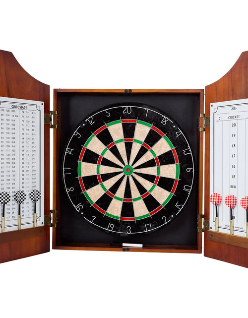 Load image into Gallery viewer, Trademark Games Racks Futons Trademark Games Beveled Wood Dart Cabinet Pro Style Board and Darts Pine 3.5 L x 21.5 W 24.75 H US
