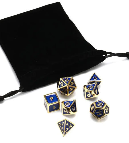 Metal Dice Set for RPG - 7 Dice with Bag
