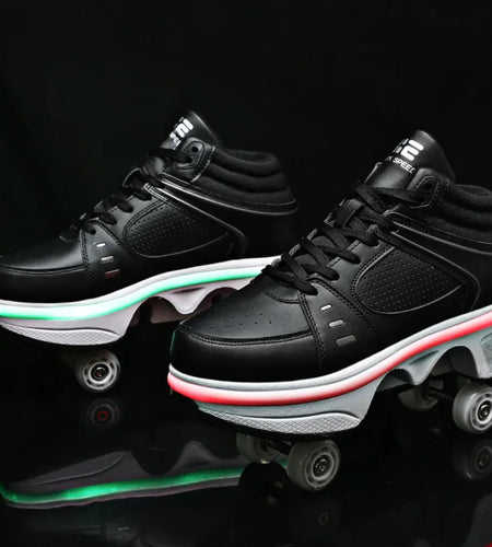 LED Atmosphere Four-Wheel Skating Shoes