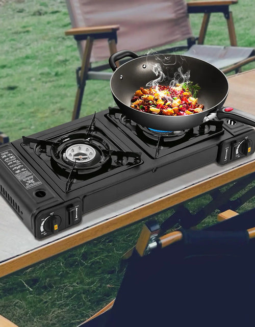 Load image into Gallery viewer, Butane Camping Stove Portable Double Burner Butane Stove with Carrying CaseAuto Ignition Camping Burner LPG for RVApartmentsCampingOutdoor
